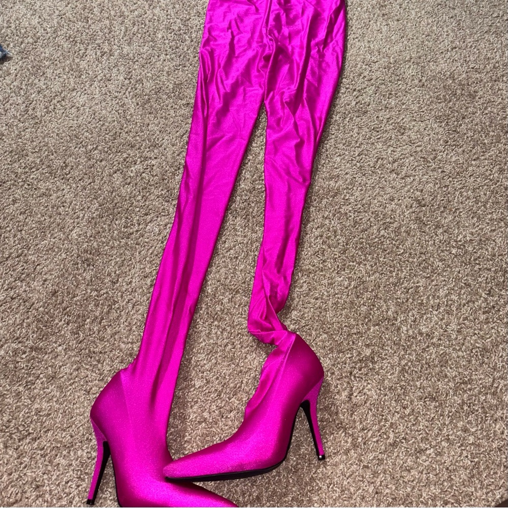 AKIRA Hot Pink Over-the-Knee Stiletto Boots